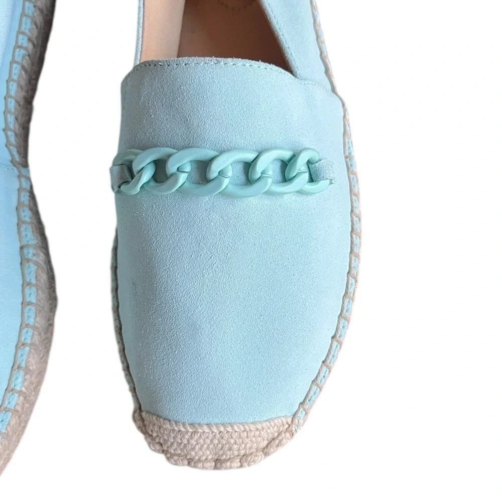 Talbots Women’s Hadley Chained Suede Espadrilles Size 8.5 Platform Mint Green